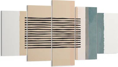 Produktbild von Bild auf Leinwand - Leinwandbild - 5 Teile - Abstraktion Grafik Linien - 160x85cm - Wand Bild - Wanddeko - Wandbilder - Leinwanddruck - Bilder - Wanddekoration - Leinwand bilder - EA160x85-5034