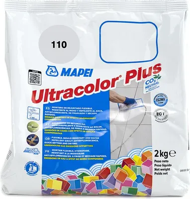 Produktbild von Fugenmörtel Fliese Mapei Ultracolor Plus 110 Grau | Sack zu 2 kg | m²/s | Sack zu 2 kg | m²/s