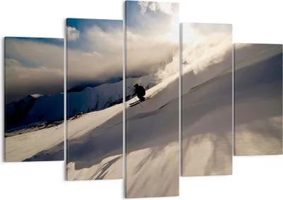 Produktbild von Bild auf Leinwand - Leinwandbild - Berge Ski Winter - 150x100cm - Wand Bild - Wanddeko - Leinwanddruck - Bilder - Kunstdruck - Wanddekoration - Leinwand bilder - Wandkunst - EA150x100-0511