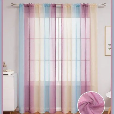 Produktbild von Zweiteilige, farbverlaufende, transparente, violette Gardinen (140 cm x 260 cm)
