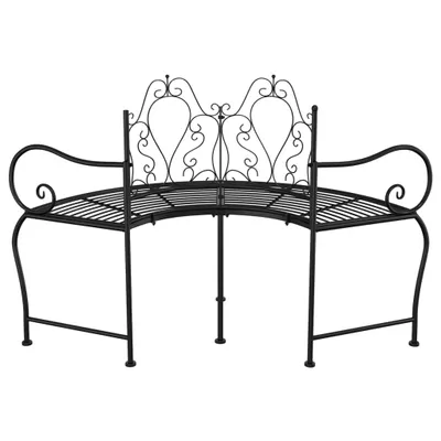 Produktbild von vidaXL Baumbank 150 cm Schwarz Stahl -  Gartenbänke