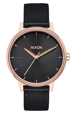Produktbild von Nixon Uni Armbanduhr Kensington Leder Rose Gold / Black
