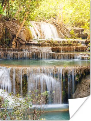 Produktbild von MuchoWow® Poster Sonne - Wasserfall - Landschaft 120x160 cm - Wandbilder