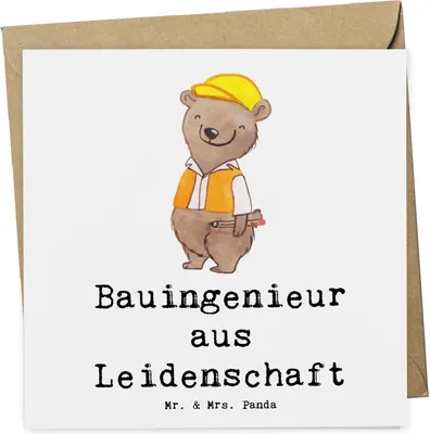 Produktbild von Mr. & Mrs. Panda Grußkarte Bauingenieur Leidenschaft - Weiß - Geschenk, Glückwunschkarte, Statiker, doppelkarte, faltkarte, Beruf, Baustelle, Spruch, anlasskarte