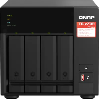 Image de QNAP TS-473A NAS Tour Ryzen Embedded V1500B 8 GB DDR4 0 TB QNAP Turbo System Noir
