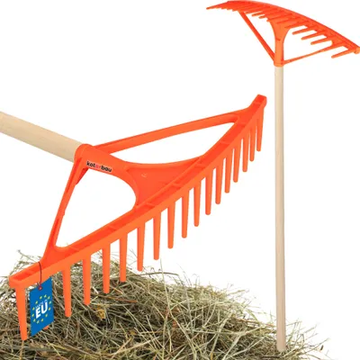 Produktbild von KOTARBAU® Laubrechen Kunststoff 64 cm mit Stiel Heurechen 18 Zinken Rechen für Garten Laubbesen Laubharke Heuharke Kunststoff Orange