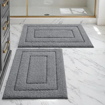 Obrázok produktu pre Sada podložiek pod kúpeľňu Unyqoos®, 2 kusy, 40 x 60 cm, mäkká mikrovlákna – vysoká savosť a TPR protišmyková spodná vrstva, vhodné do práčky, podložky do kúpeľne a kuchyne