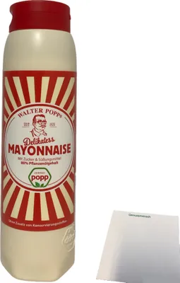 Produktbild von Feinkost Popp Delikatess Mayonnaise 80% Pflanzenöl (650ml Tube) + usy Block