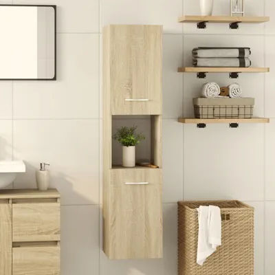 Produktbild von vidaXL Badezimmerschrank Sonoma-Eiche 30x30x130 cm Holzwerkstoff