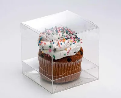 Produktbild von Cupcake-Boxen für 1 Jumbo-Cupcake 10.2x10.2x10.2cm Transparent (100 Stück) [CBS208]