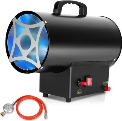Produktbild von Izrielar Gasheizung für innenräume, 10KW 220V Gasheizgerät Gasheizer Gasheizgebläse Propangasheizgebläse 320 m³/h Luftdurchsatz, mit 1,6m Gasschlauch und 700 mbar Druckminderventil
