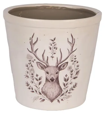 Produktbild von Clayre & Eef Blumentopf Ø 21x20 cm Beige Keramik Hirsch