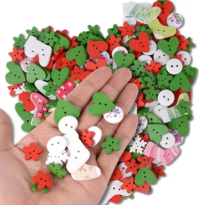 Produktbild von Knopf Set 100 Stück handgemachte Holz bunte Knöpfe DIY