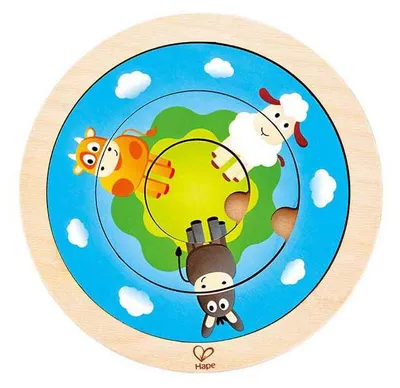 Obrázek produktu pro dřevěné figurkové puzzle Spinning Farm Junior 4 dílky