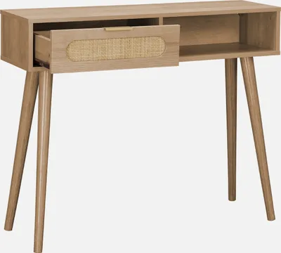 Immagine prodotto di Consolle scandinava in canna e legno, 100cm, Marrone naturale