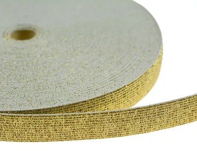 Produktbild von 1m Glitzer-Gummiband Meterware Gummiband Größen Farbwahl, Glitzer Band elastisch, Größe:20mm, Farbe:gold