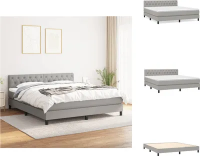 Produktbild von vidaXL Boxspringbett mit Matratze Hellgrau 160x200 cm Stoff -  Betten & Bettgestelle