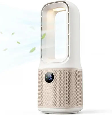 Produktbild von Rotorloser Tischventilator mit Akku,4000 mAh,Weiss,Ohne Rotorblätter,60° Oszillation,9 Geschwindigkeiten,Nachtlicht,9h Timer,für Schlafzimmer