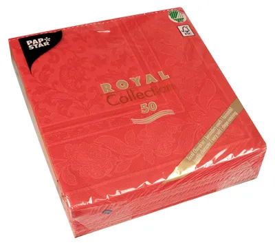Zdjęcie produktu dla Papstar Royal Collection Ornaments czerwony 40x40cm 1/4 fałdy 50 szt