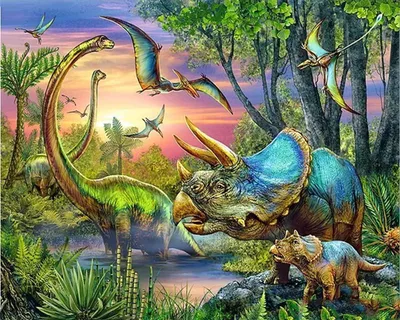 Malen nach Zahlen Dinosaurier-Set 40x50 cm für Erwachsene