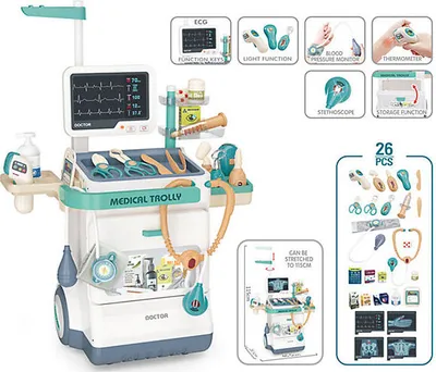 Productafbeelding van Kinderspeelgoed: Medische set, dokterswagen, elektronische dokterskoffer, groen