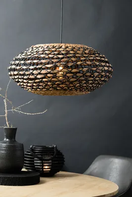Productafbeelding van Gevlochten hanglamp Tripoli met zwart Ø 60cm