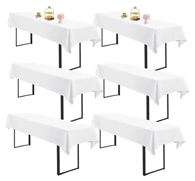 Productafbeelding van Biertafelkleden, set van 6, wit, 260x110 cm, rechthoekig, wasbaar, polyester, geschikt voor biertafels