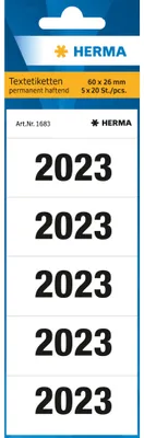Obrázok produktu pre HERMA ročné čísla 2023 na zakladacie mapy 60 x 26 mm biele permanentne lepivé