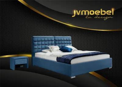 Produktbild von Luxus Boxspring Bett Design Stoff Hotel Blaue Betten Schlafzimmer Möbel  Doppel