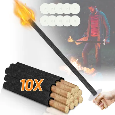 Obrázok produktu pre Jiubiaz 10x pochodeň, vosková pochodeň s ochranou ruky, s extra dlhou rukoväťou, na nočné prechádzky a podujatia v záhrade alebo na Veľkú noc/ Silvestra