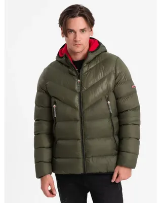 Imagen del producto de Ombre Clothing. Chaqueta de invierno para hombre, modelo Weeriwirri, color verde oliva oscuro, talla L
