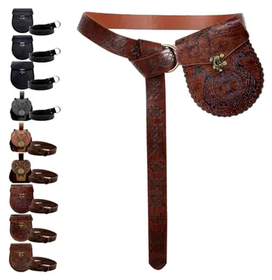 Produktbild von Mittelalter Tasche Geprägter, Mittelalter Gürtel und Mittelalter Gürteltasche, Wikinger Gürtel für Passend zum Wikinger Piraten Zauberer Ritter Renaissance Kostüm