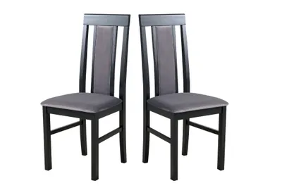 Image de Chaise de salle à manger, bois de chêne massif Chaise Chaise de cuisine - Set 2x Nilo 2, noir