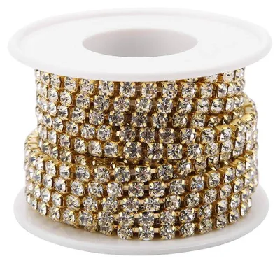 Kristallband 4 mm Gold – Strasskette für Hochzeit & DIY