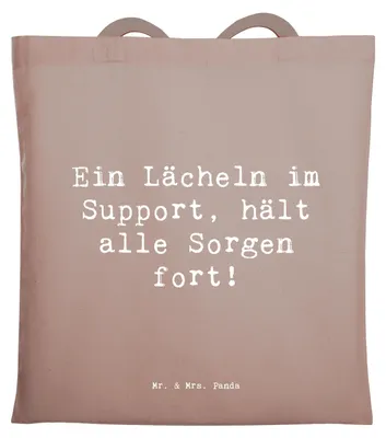 Produktbild von Mr. & Mrs. Panda Shopping Tasche Spruch Kundensupport Lächeln - Braun Pastell - Geschenk, Tote Bag, Berufsgestaltung, Kundenbetreuung, Einkaufstasche, Hilfsbereitschaft