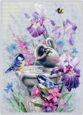Produktbild von Magic Needle Zweigart Edition Kreuzstich Stickpackung "Gartenbrunnen", Zählmuster, 28x38cm