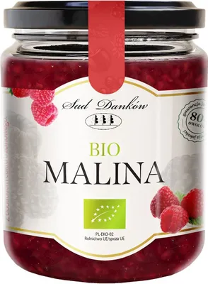 Produktbild von HIMBEERKONFITÜRE 80 % MIT -ROHRZUCKER 270 g – OBSTGARTEN DANKÓW