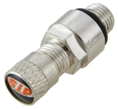 Immagine prodotto di Valvola pneumatico tubeless SIP in metallo grigio 30mm con logo per Vespa/Lambretta