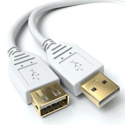 Produktbild von JAMEGA USB-2.0-Verlängerungskabel, USB-A, Weiß, 1 m