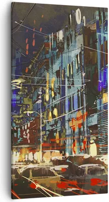 Produktbild von Bild auf Leinwand - Leinwandbild - Stadt Nacht Straße - 55x100cm - Wand Bild - Wanddeko - Leinwanddruck - Bilder - Kunstdruck - Wanddekoration - Leinwand bilder - Wandkunst - PA55x100-3787