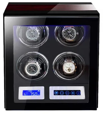 Image de Remontoir de montres automatique iUni, remontoir de luxe pour 4 montres en acajou