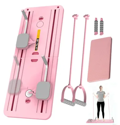 Produktbild von Multifunktionales Trainingsbrett - Bauch- & Liegestütz-Brett - Klappbar - Core- & Cardio-Training - Pilates - Heimtraining - Pink