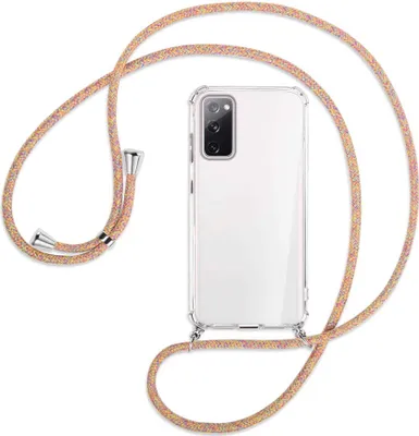Produktbild von Handykette Backcover-Schutzhülle mit Band (Metall silberfarben) für Samsung Galaxy S20 FE / Lite - Rainbow