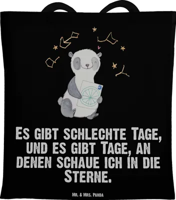 Produktbild von Mr. & Mrs. Panda totebag Panda Astrologie - Schwarz - Geschenk, Jutebeutel, canvas tasche, Sternbilder, Tote Bag, Horoskop, Laptoptasche, Shopping