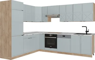 Produktbild von Eckküche Vicco Fame-Line Hellblau-grau/Goldkraft Eiche 287 x 46 cm ohne Arbeitsplatte, Model 51181