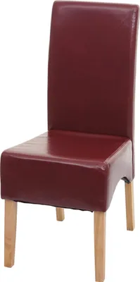 Image de Chaise de salle à manger Latina, chaise de cuisine, cuir ~ rouge, pieds clairs