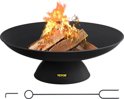 Obrázek produktu pro VEVOR ohnivá mísa průměr 76 cm, hloubka 14 cm ohnivý koš 28 cm výška článku ohnivá mísa litina, zahradní ohnivý koš s podpěrnými nohami, ohnivý koš kempování zahrada, černé ohniště BBQ