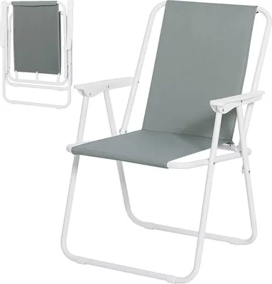 Produktbild von WOLTU Campingstuhl klappbar, Klappstuhl Leichter für Outdoor, Angelstuhl mit Armlehnen, Strandstuhl Klapphocker für Camping Strand Garten Terrasse, Dunkelgrau