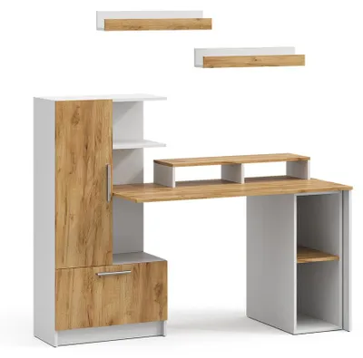 Zdjęcie produktu dla Biurko Vicco Tomy Biały/Dąb goldkraft 150 x 59 cm Zestaw 5, Model 59855