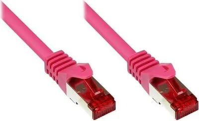 Obrázok produktu pre Prepojovací kábel Cat. 6, 2 m, S/FTP PiMF, magenta, RJ45, dvojité tienenie